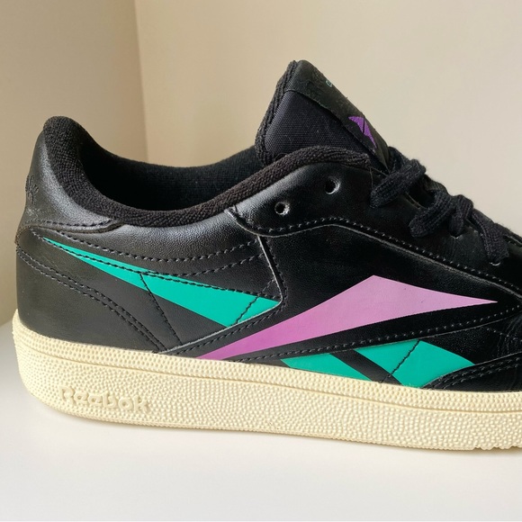 Reebok Classic Club C85 DV7251 black, emerald green & purple. Size W US9 M US7 - Picture 6 of 11